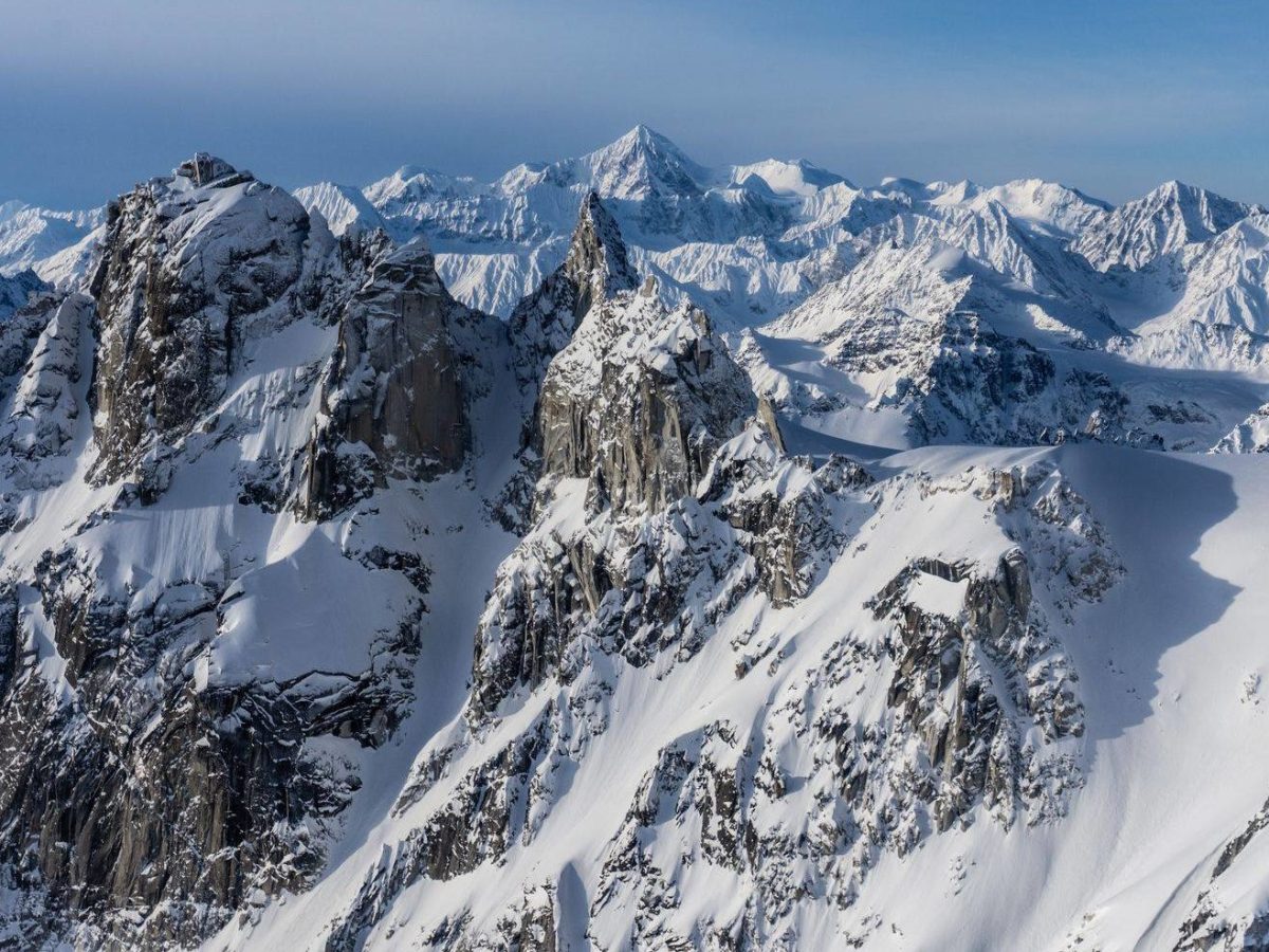 a view of a snow covered mountain