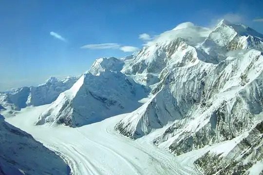 a view of a snow covered mountain