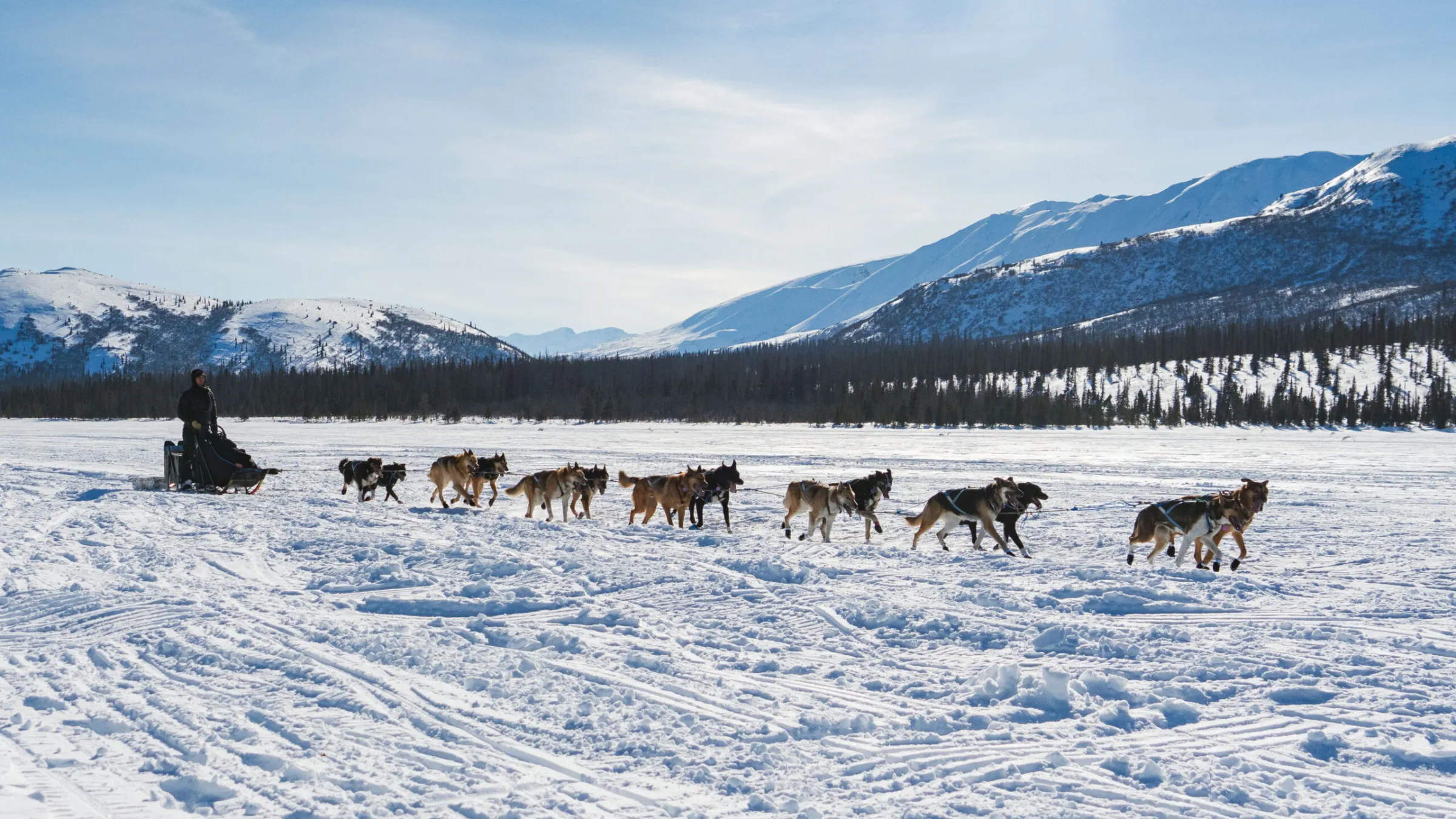 a group of people walking across a snow covered mountain