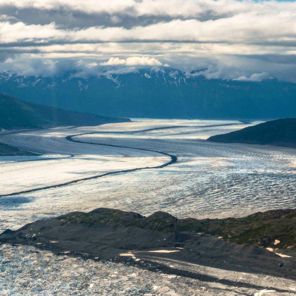 a view of a snow covered mountain